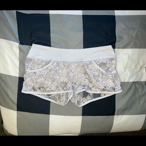 All white cute see through shorts with side pockets